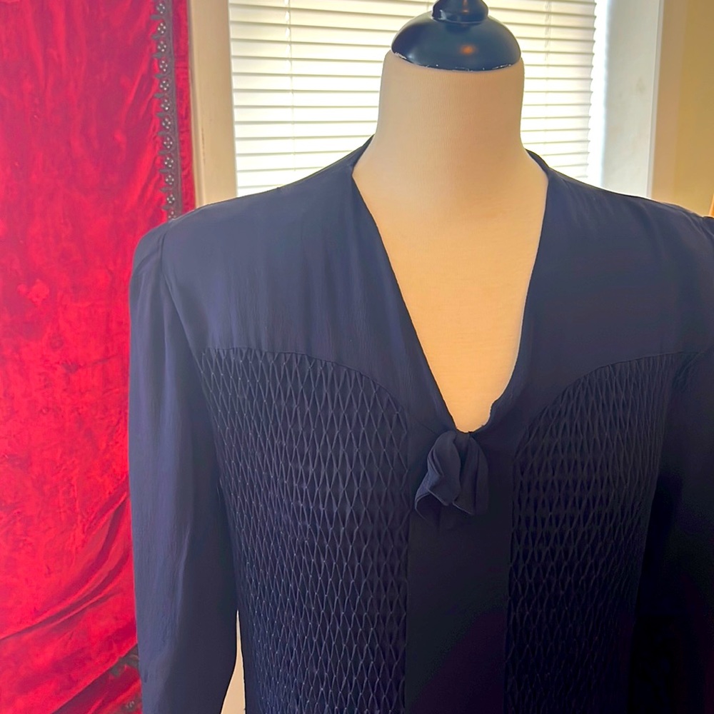 COPY - 1940’d Navy Crape Smocked Dress, Rare Find